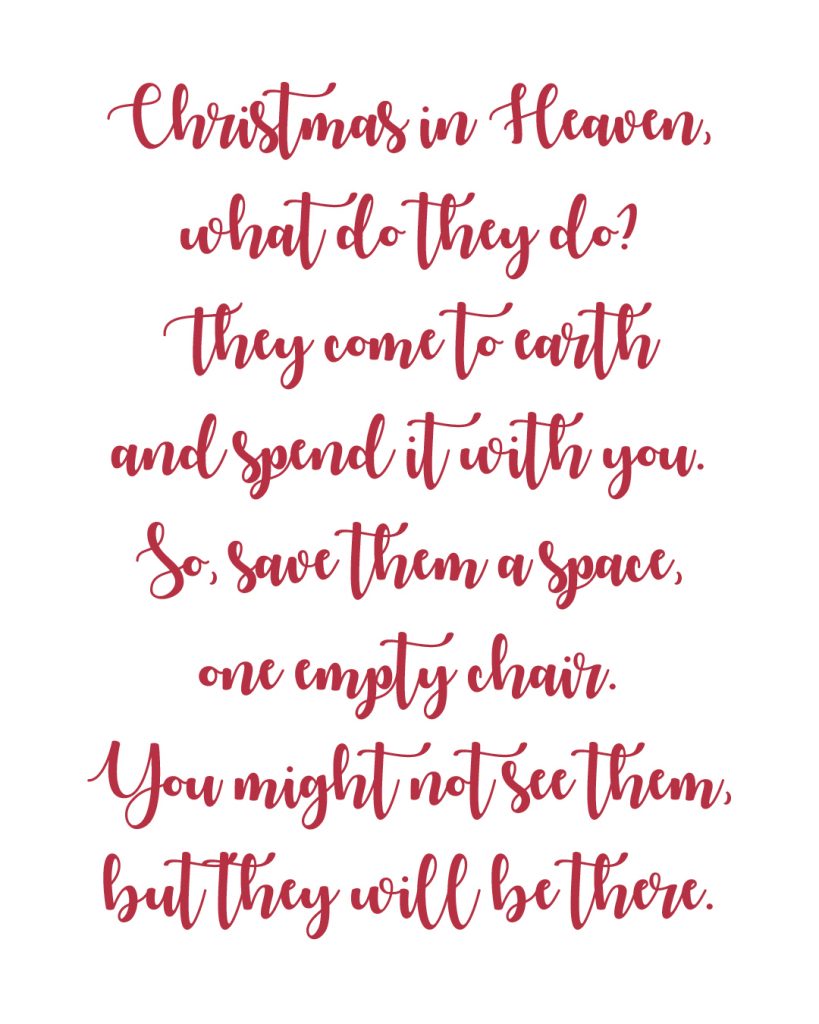 Christmas In Heaven Poem Printable