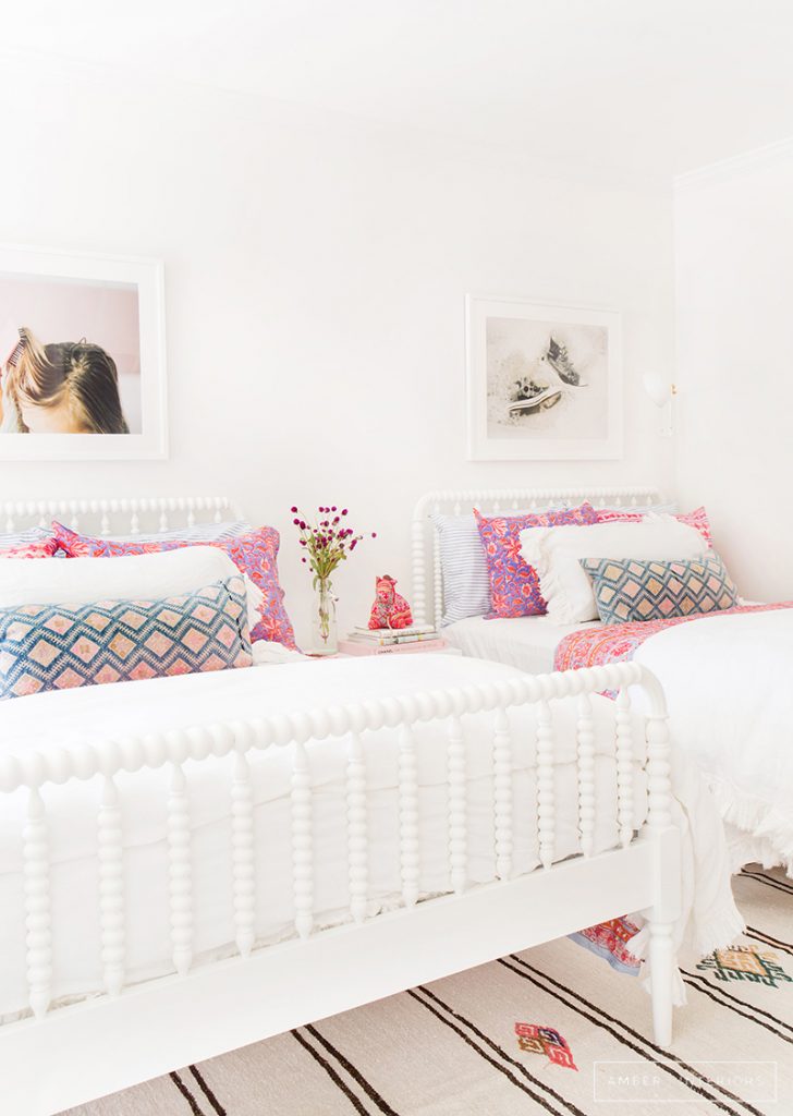 Girl's White and Colorful Bedroom