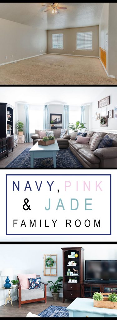 Navy Pink and Jade Family Room