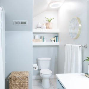 Kids’ Bathroom remodel with pops of light turquoise, yellow, and green thumbnail