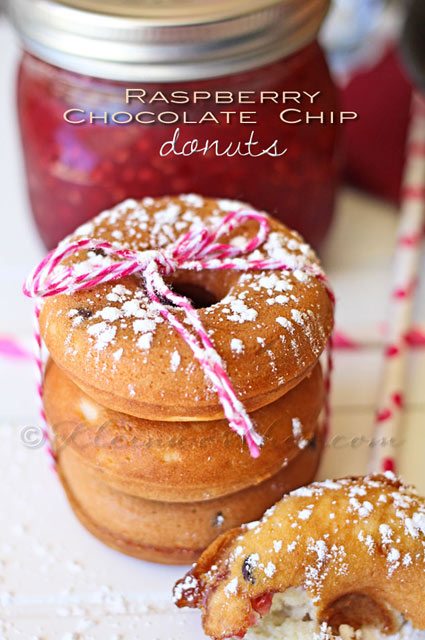 Raspberry Chocolate Chip Donuts