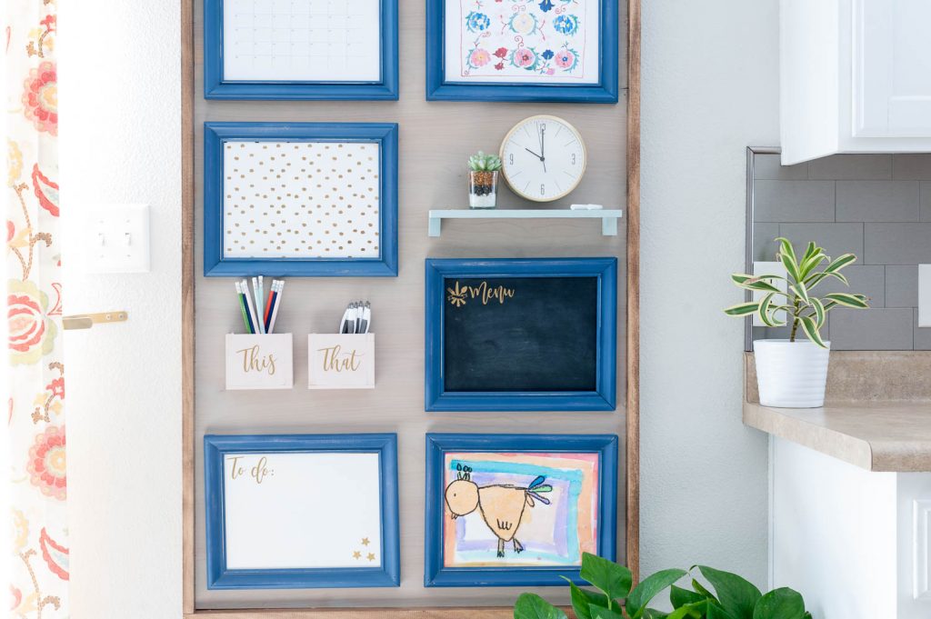 DIY Kitchen Command Center with sliding Interchangeable frames! 