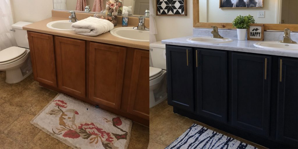 Bathroom Makeover Phase 2 Chalk Painted Linoleum Floors All