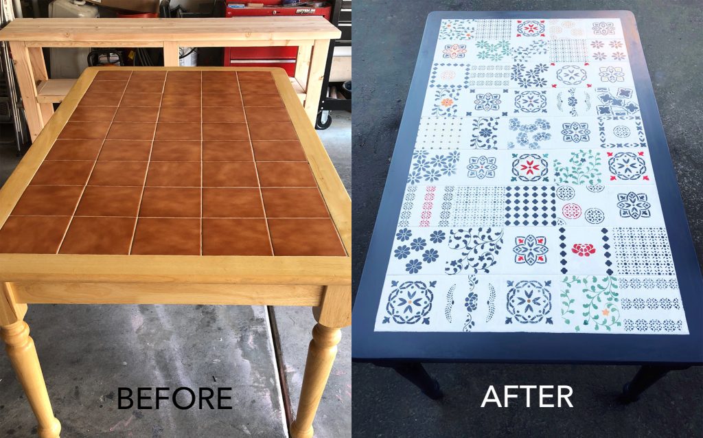 How To Paint A Dated Tile Table All, Tile Dining Table Makeover