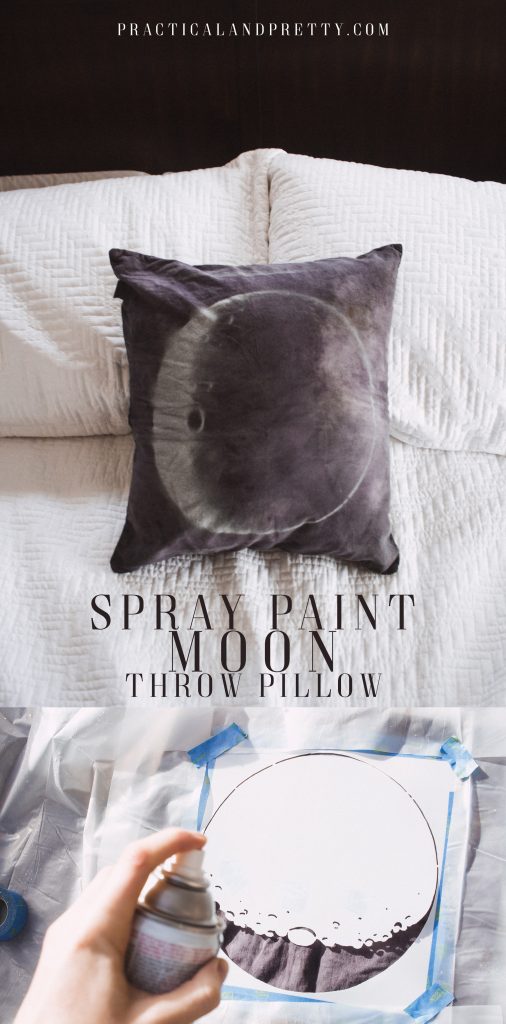 This moon pillow is a perfect quick project for a meditation area or even just your bedroom or office! All you need is a pillow, stencil and a can of spray paint.