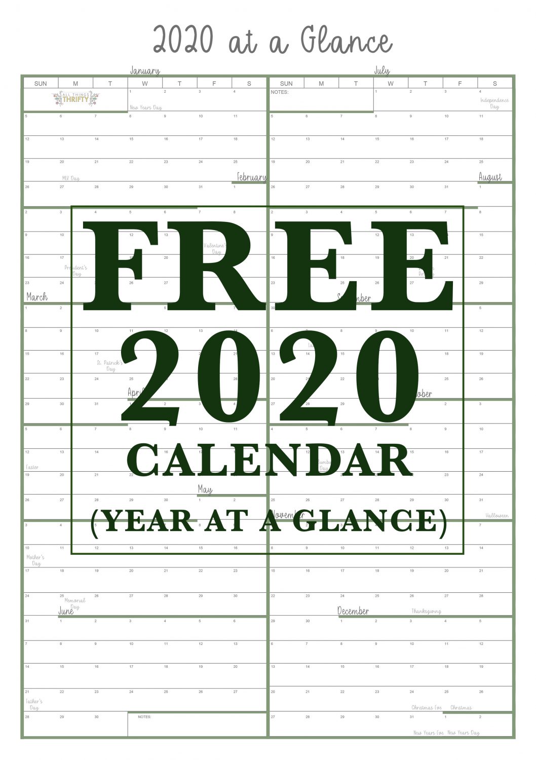 Yearly Calendar At A Glance Free Printable Calendar Inspiration Design 