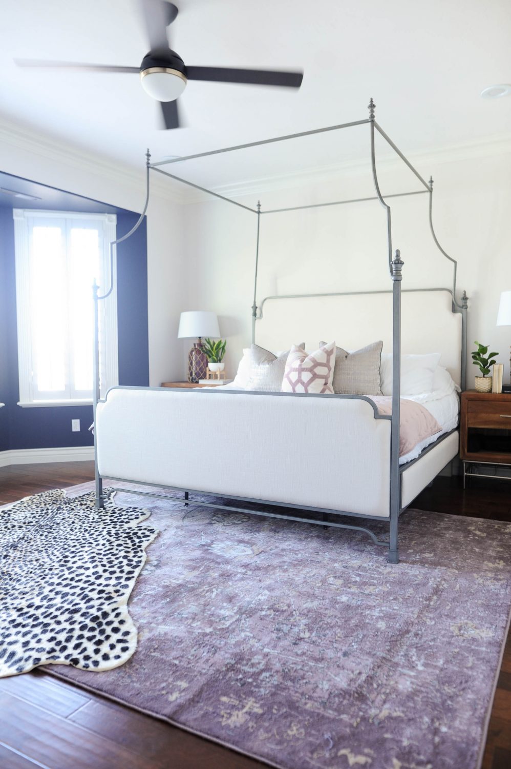 Modern Master Bedroom with Black, Purple and Leopard Accents REVEAL