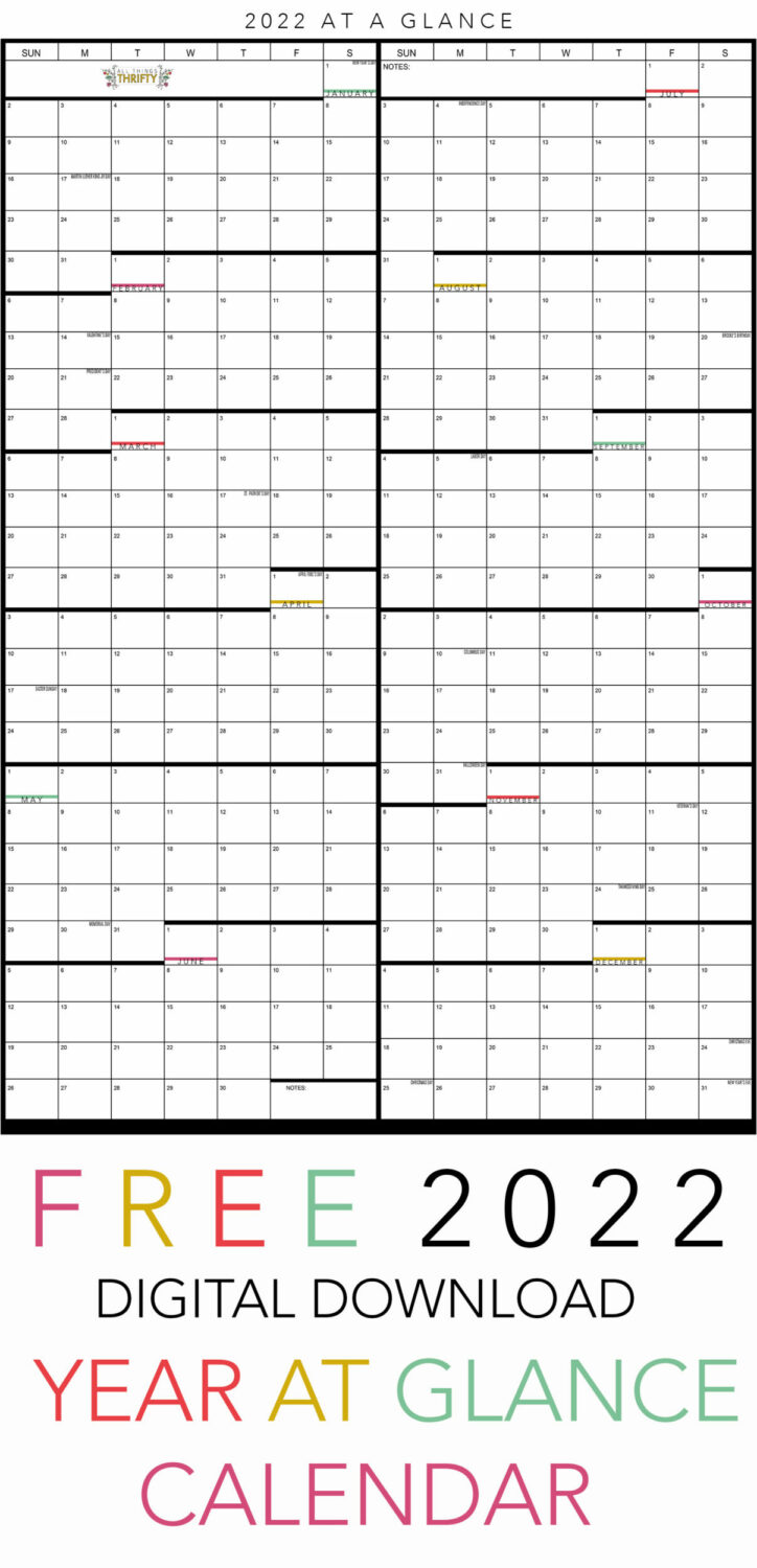 Free Printable Year At A Glance Calendar Printable Templates Free